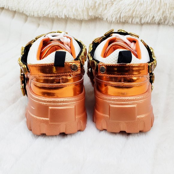 Chunk Fever Copper Orange Gem Strap Sneakers - Picture 7 of 11